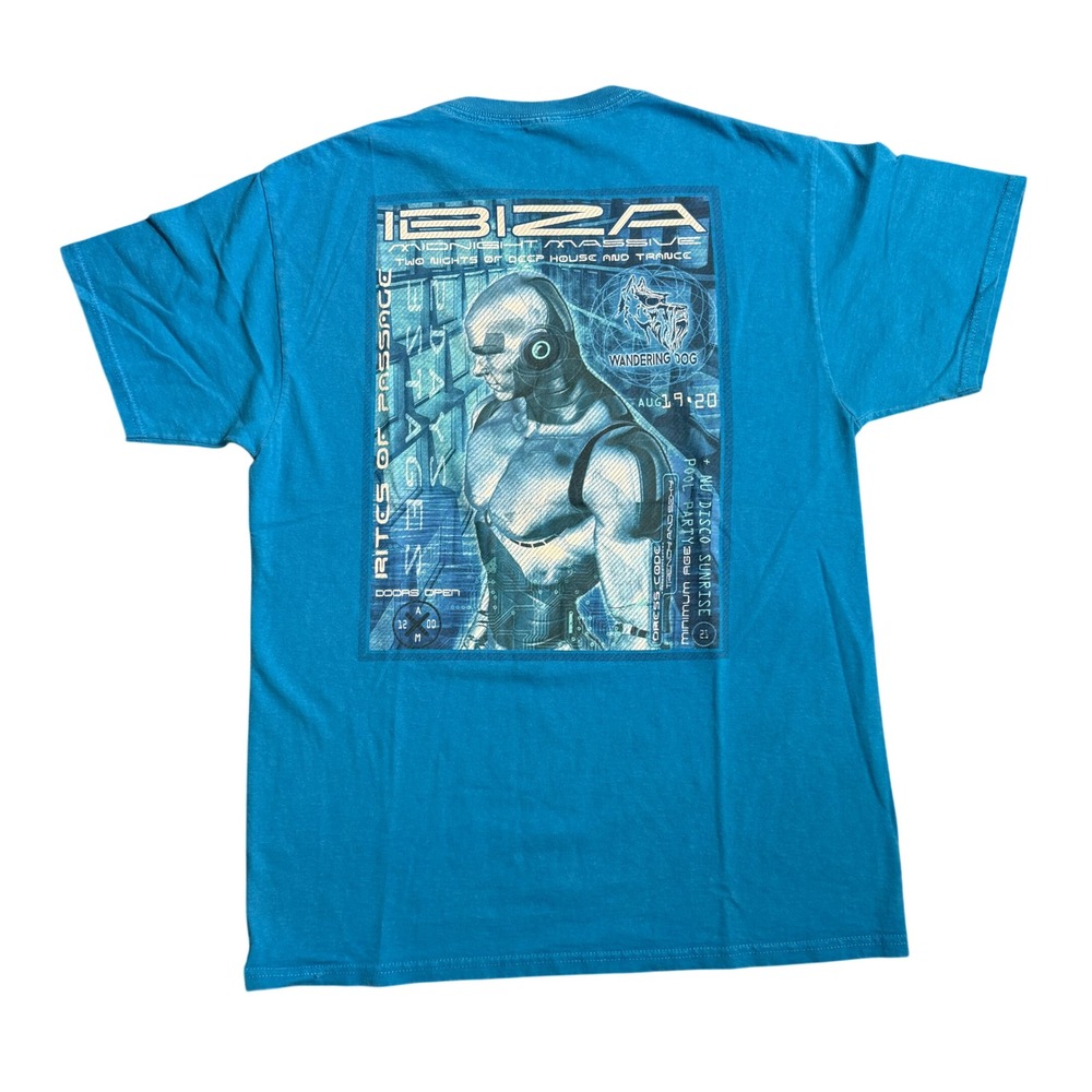 2010s Wandering Dog Ibiza Midnight Massive Trance House Graphic T-Shirt Medium